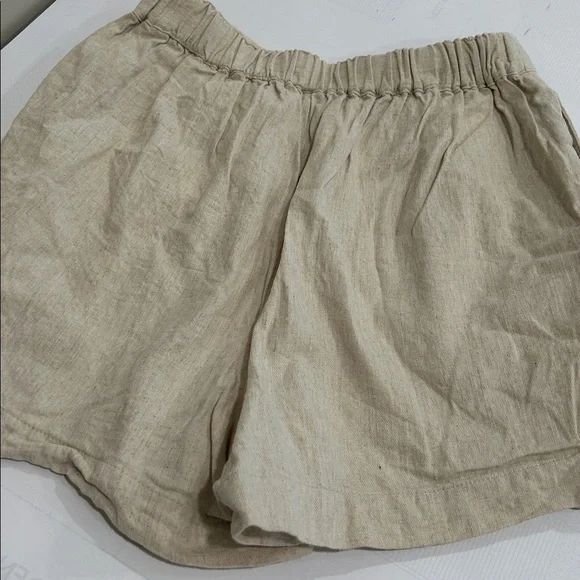 Madewell High Waist Linen Shorts - Light Tan - Picture 3 of 8